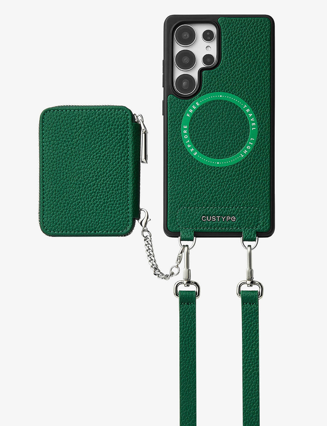 Lunar Silver Series- Samsung Galaxy Premium Crossbody Detachable Wallet Phone Case-Mobile Phone Cases-DETACHABLE WALLET & PHONE POUCH-Beige-Samsung S25 Ultra-Custype