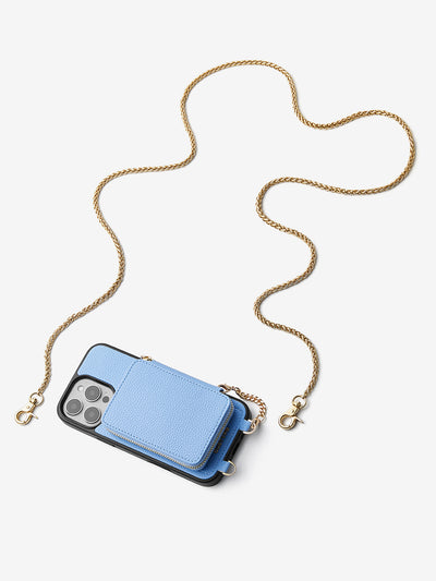 Slim Metal Chain- Removable Magnetic Phone Purse Case with Shoulder Strap-Mobile Phone Cases-DETACHABLE WALLET & PHONE POUCH-Blue-iPhone 16 Pro Max-Custype