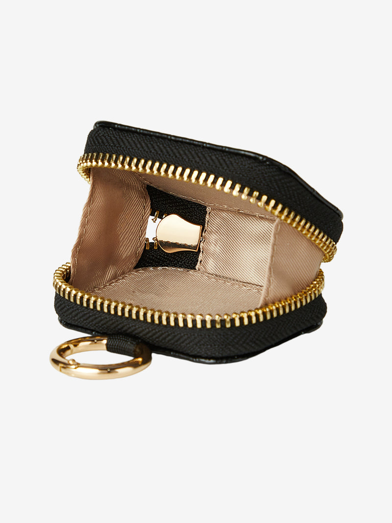 AirPods Pouch- Crocodile Zipper Airpods Case-AirPods case-Lychee Pattern Leather Mini Zip Pouch-Brown-Custype