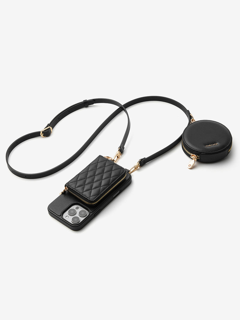 Embroidery Craft Set- Detachable Wireless Charging Crossbody Wallet Phone Case Round Pouch Set-Mobile Phone Cases-DETACHABLE WALLET & ROUND POUCH-Custype