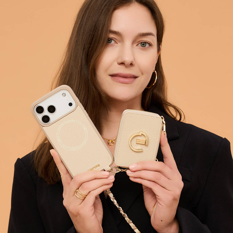 Allure Chain Series- Lanyard Magnetic Wallet Phone Case with Finger Holder-Mobile Phone Cases-DETACHABLE WALLET & WIRELESS CHARGING