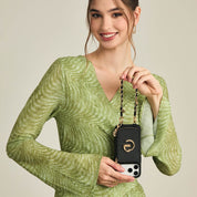 Allure Chain Series- Lanyard Magnetic Wallet Phone Case with Finger Holder