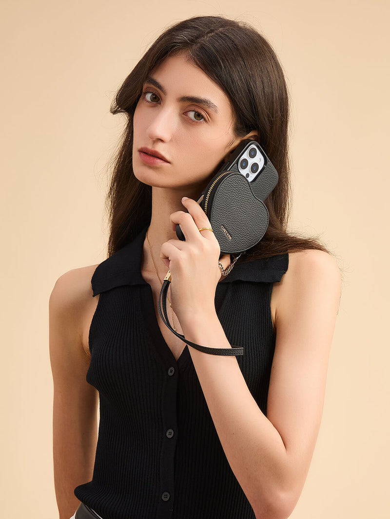 heart pouch phone case with crossbody strap