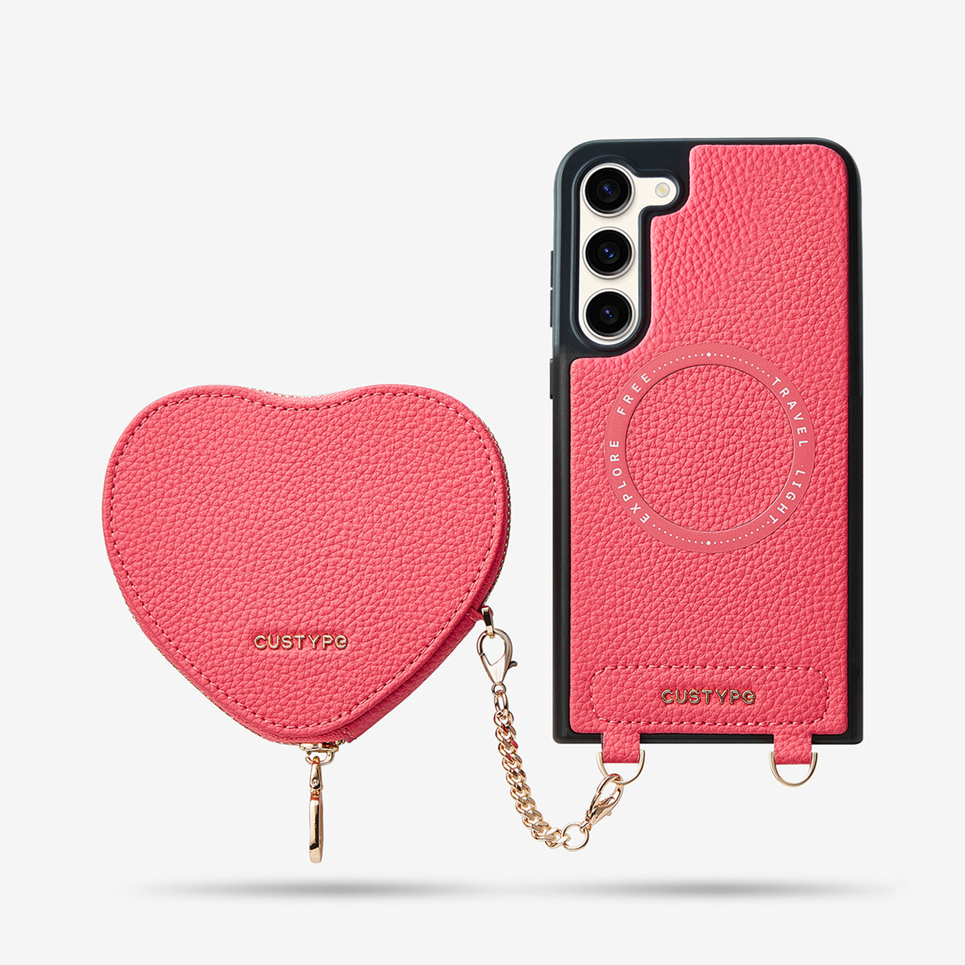 Heart Design Kit- Samsung Galaxy Wireless Charging Phone Case With Detachable Pouch