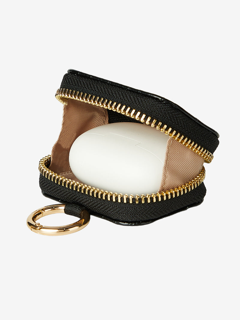 AirPods Pouch- Crocodile Zipper Airpods Case-AirPods case-Lychee Pattern Leather Mini Zip Pouch-Brown-Custype