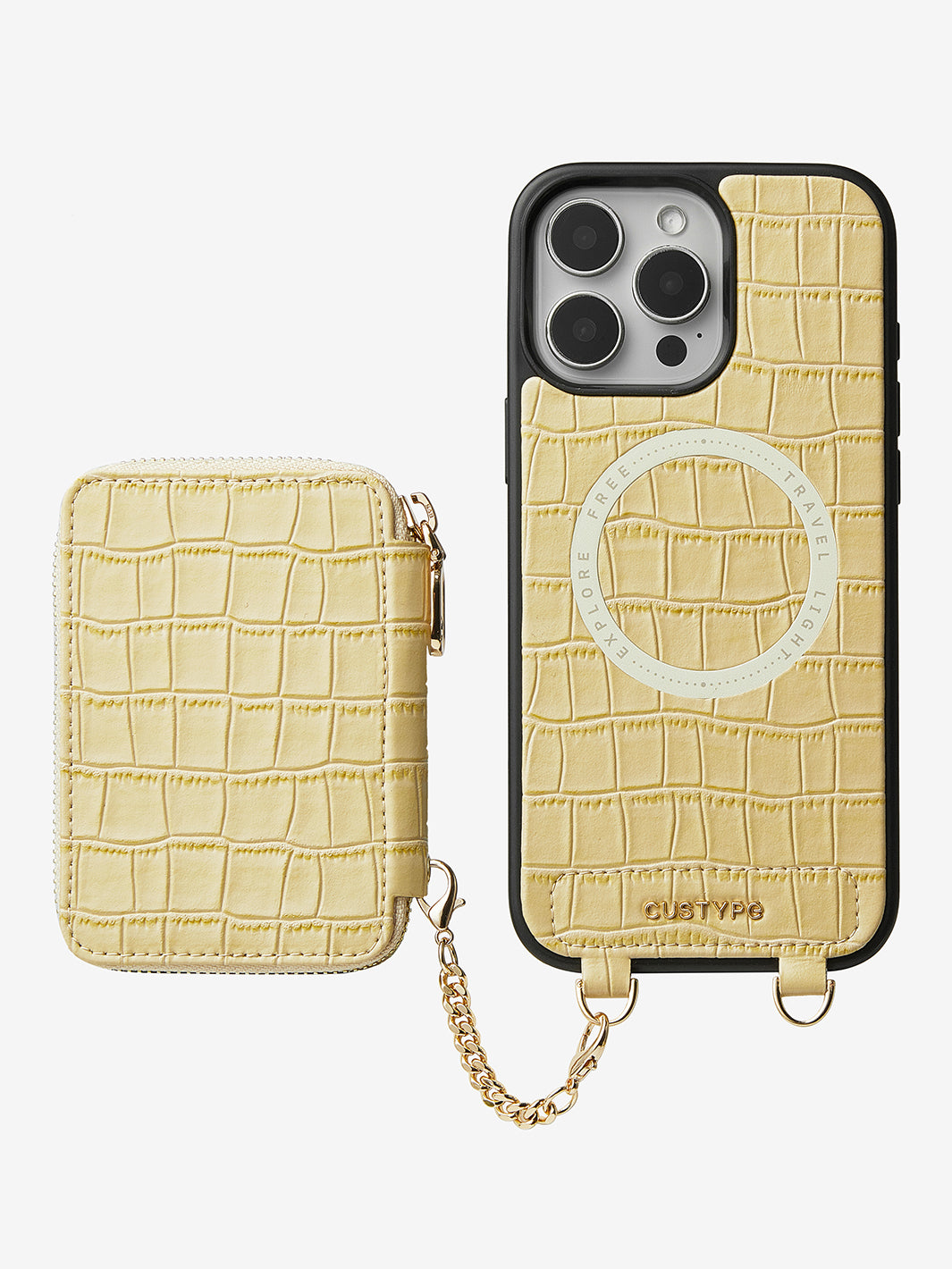 Crocodile Craft Set- Crossbody Wireless Charging Wallet Phone Case Round Pouch Set