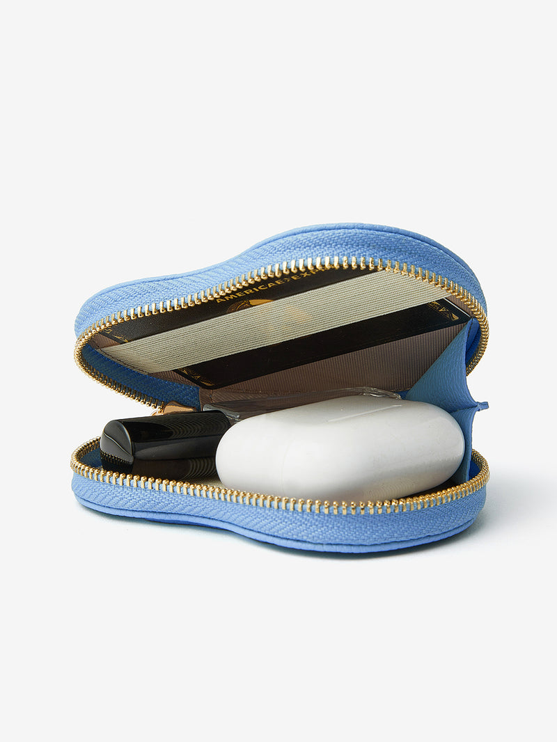 zipper heart pouch Blue
