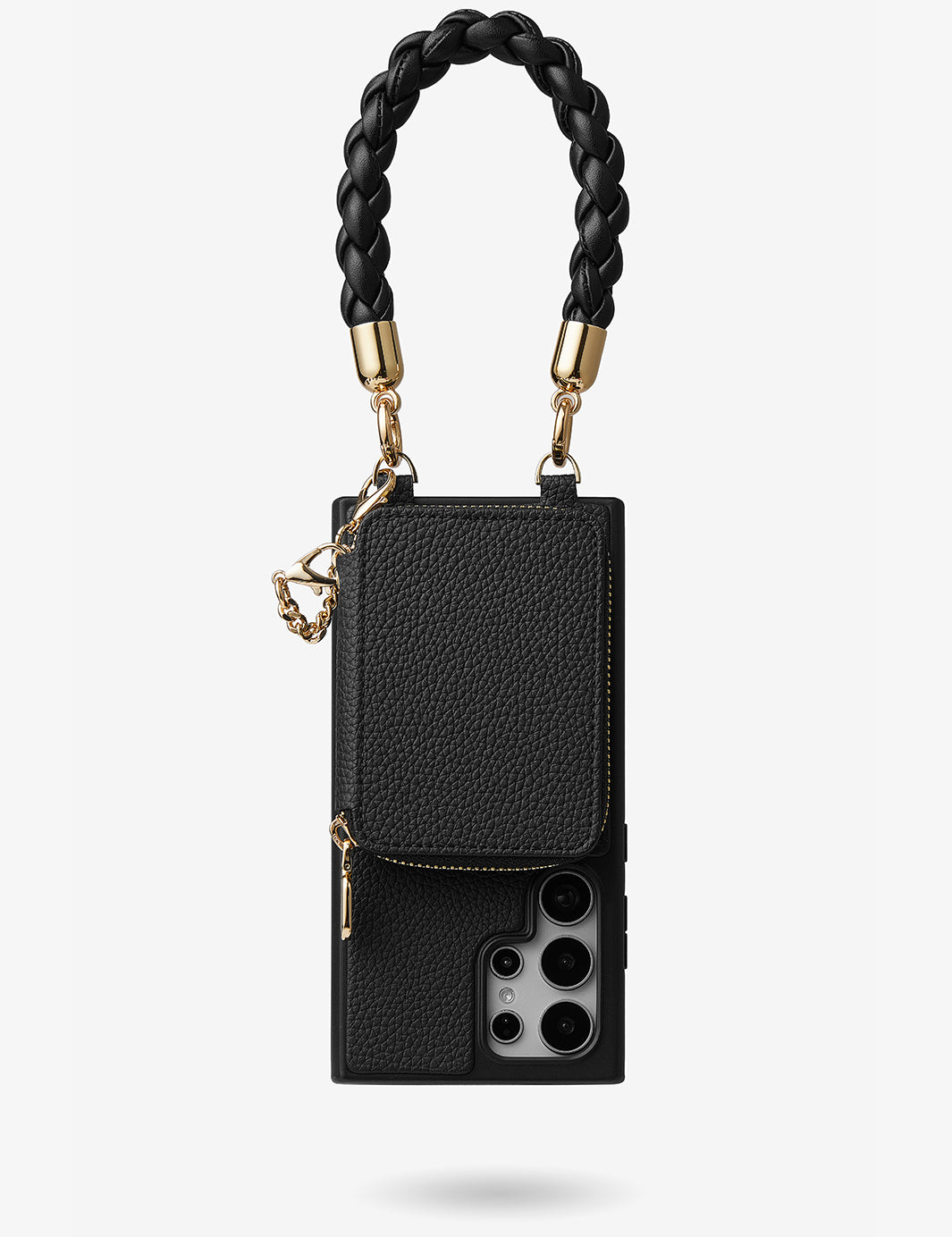 BraidTrend- Samsung Rope Style Wristlet Separable Wallet Phone Case-Mobile Phone Cases-WRISTBAND & PHONE POUCH-Black-Samsung S25 Ultra-Custype