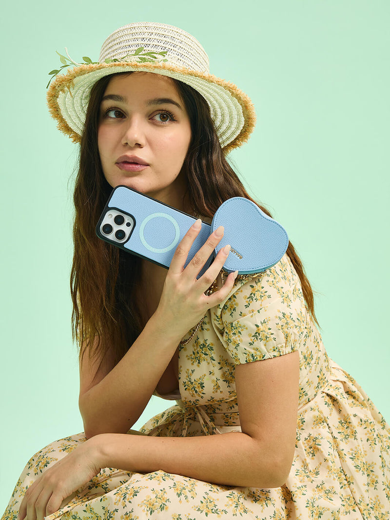 Heart Twist Chain- Crossbody Magsafe Compatible Phone Cases with Coin Purse-Mobile Phone Cases-DETACHABLE WALLET & WIRELESS CHARGING-Black-iPhone 16 Pro Max-Custype