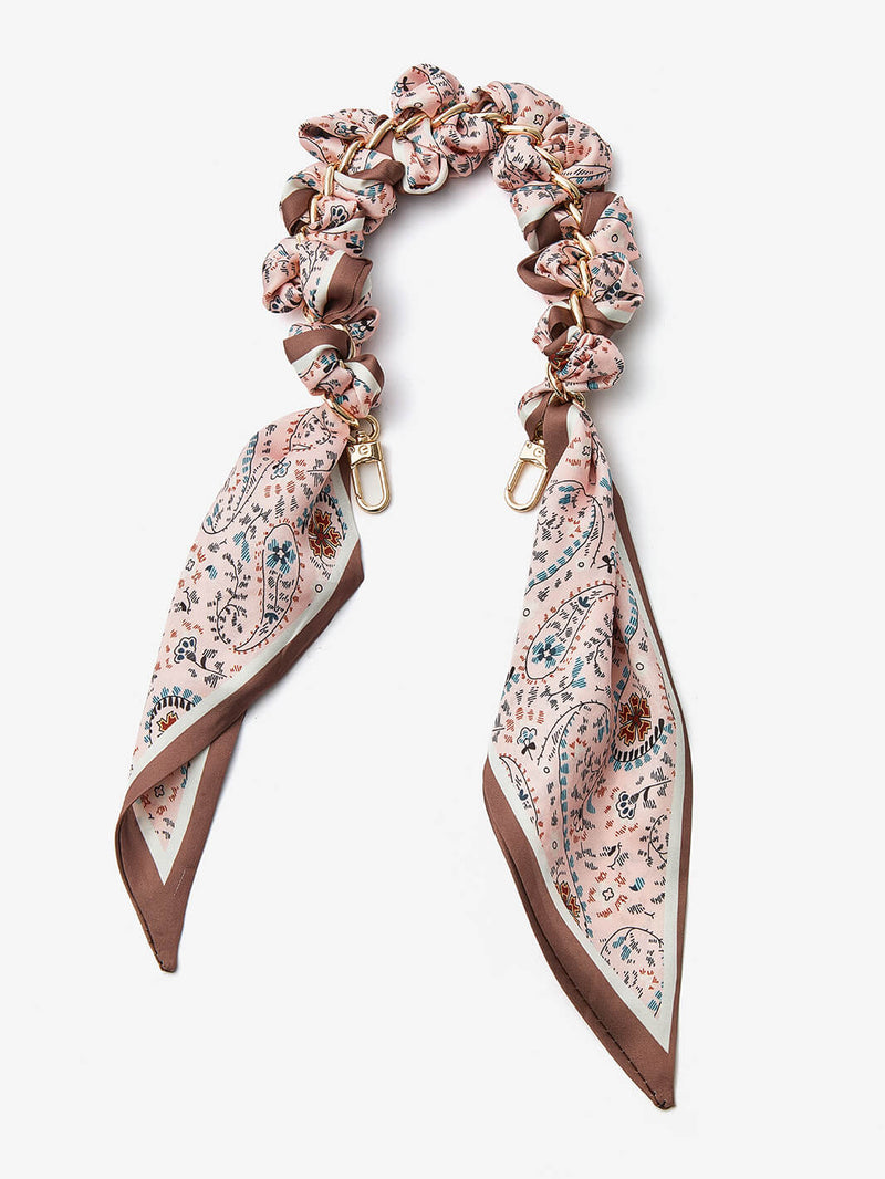 Silk Scarf Phone Case Wrist Strap-Mobile Phone Accessories-PHONE CASE ACCESSORIES-Beige-Flowers-Custype