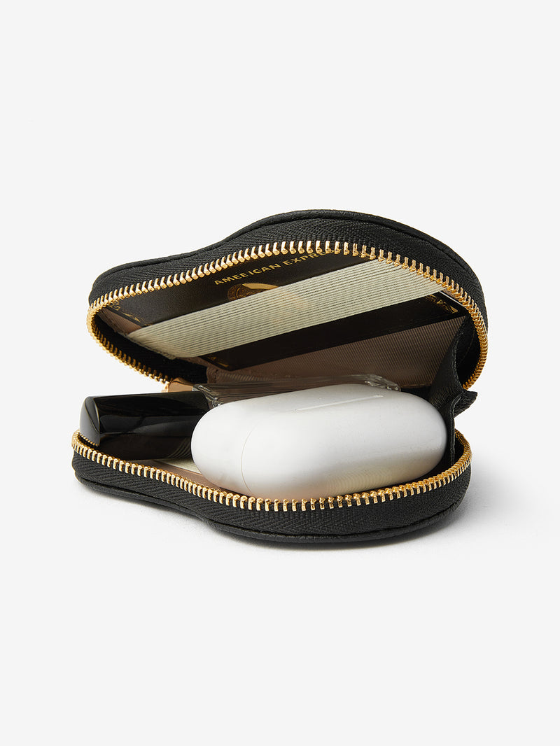 zipper heart pouch Black

