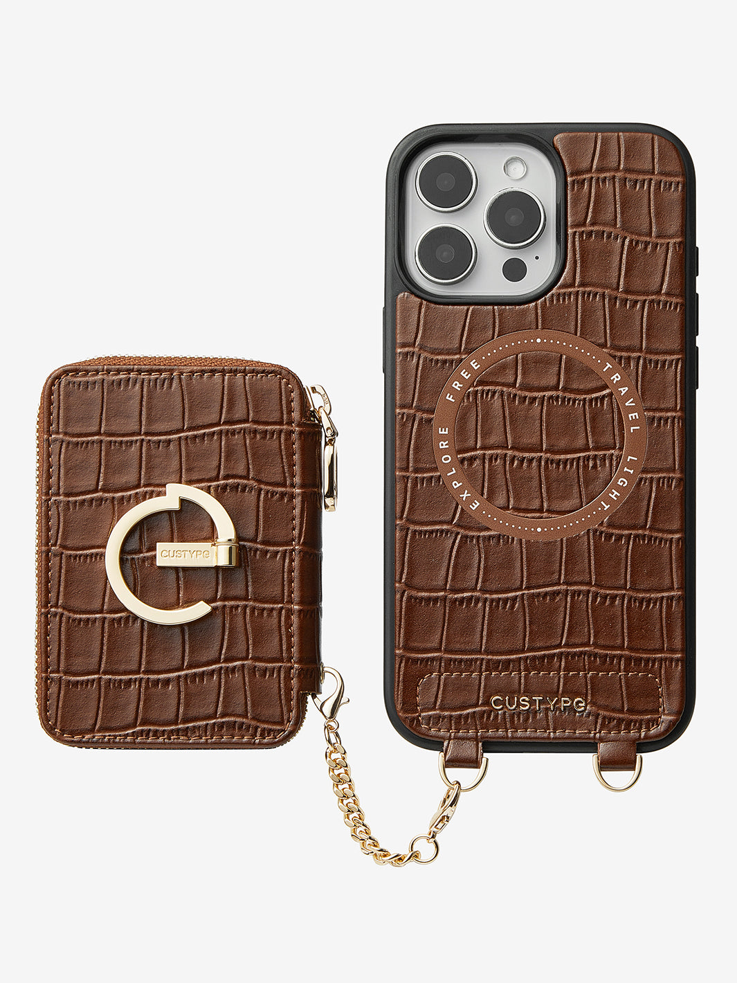 Crocodile Design Set- Detachable Wireless Charging E-stand Wallet Phone Case-Mobile Phone Cases-DETACHABLE WALLET & WIRELESS CHARGING-Custype