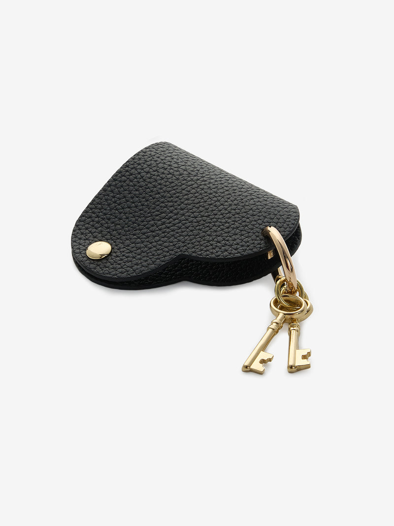 Heart Key Fob Case-Key Fob Case-Lychee Pattern Leather Mini Pouch-Peach Pink-Custype