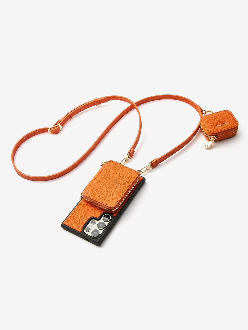 Unique Design Set- Samsung Galaxy Detachable Wireless Charging Phone Case AirPods Pouch Set-Mobile Phone Cases-DETACHABLE WALLET & PHONE POUCH-Beige-Samsung S24 Ultra-Custype