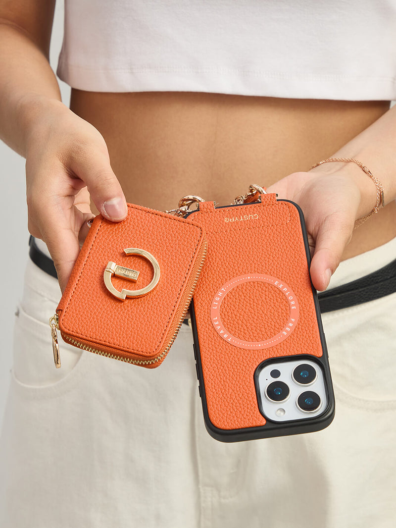 Orange magnetic phone case with wallet best magsafe case 