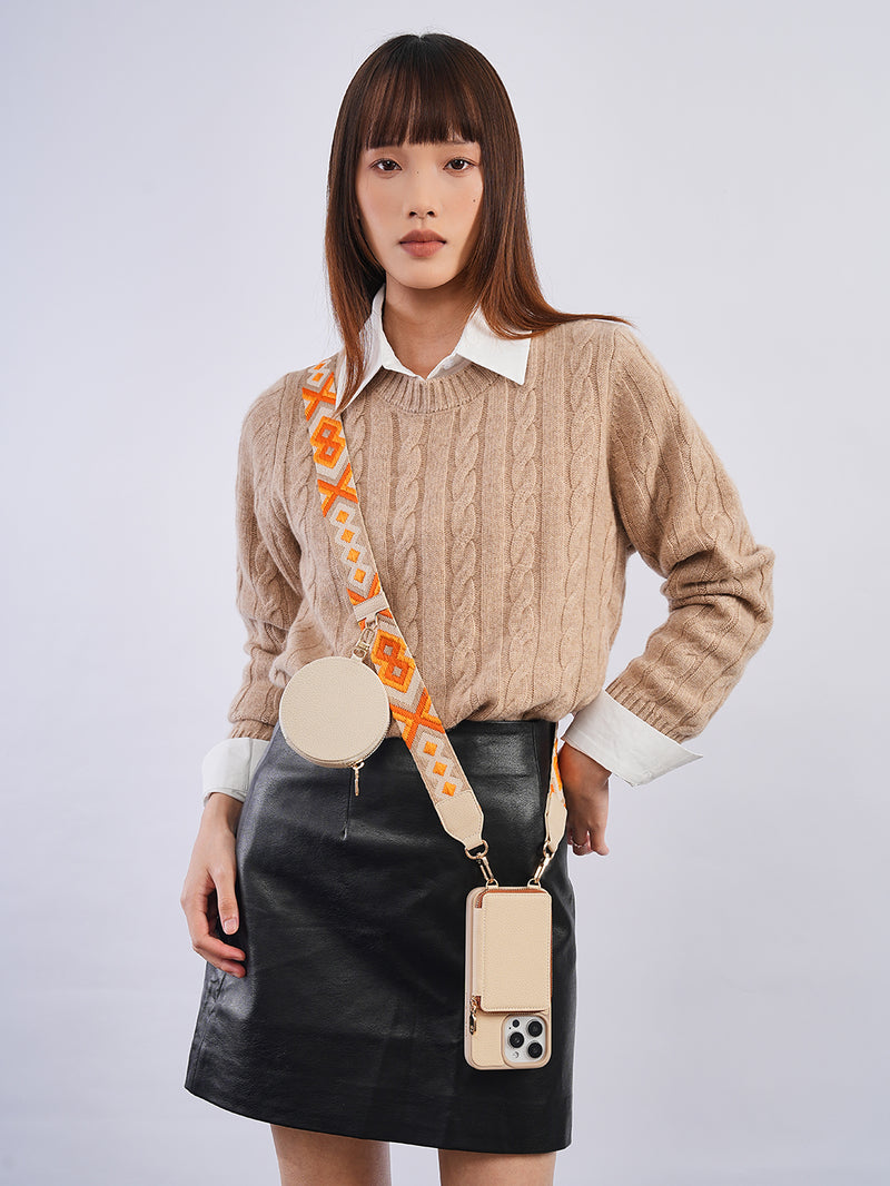 Vivid Kit- Webbing Crossbody Phone Case Round Pouch Set-Mobile Phone Cases-Custype