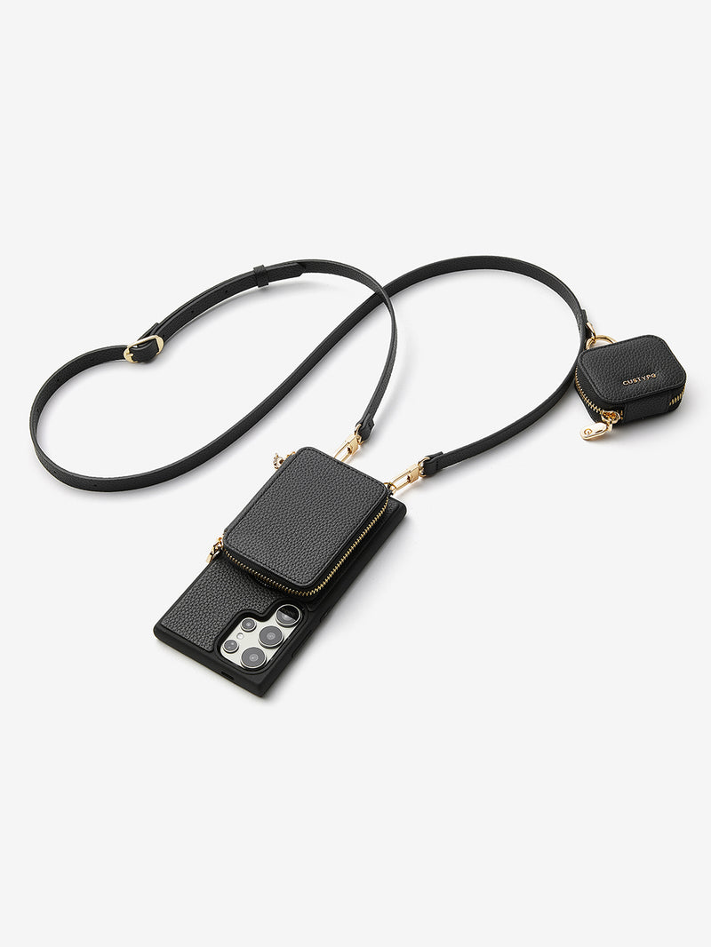 Unique Design Set- Samsung Galaxy Detachable Wireless Charging Phone Case AirPods Pouch Set-Mobile Phone Cases-DETACHABLE WALLET & PHONE POUCH-Beige-Samsung S24 Ultra-Custype