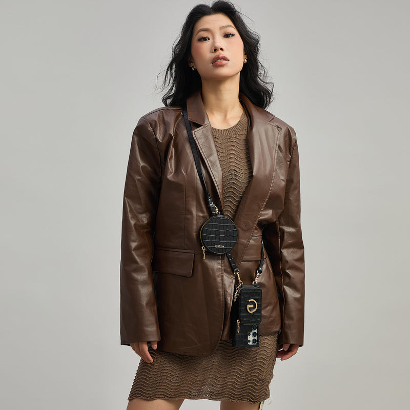 Crocodile Design Set- Samsung Galaxy Sling Grip Wallet Phone Case with Round Purse-Custype