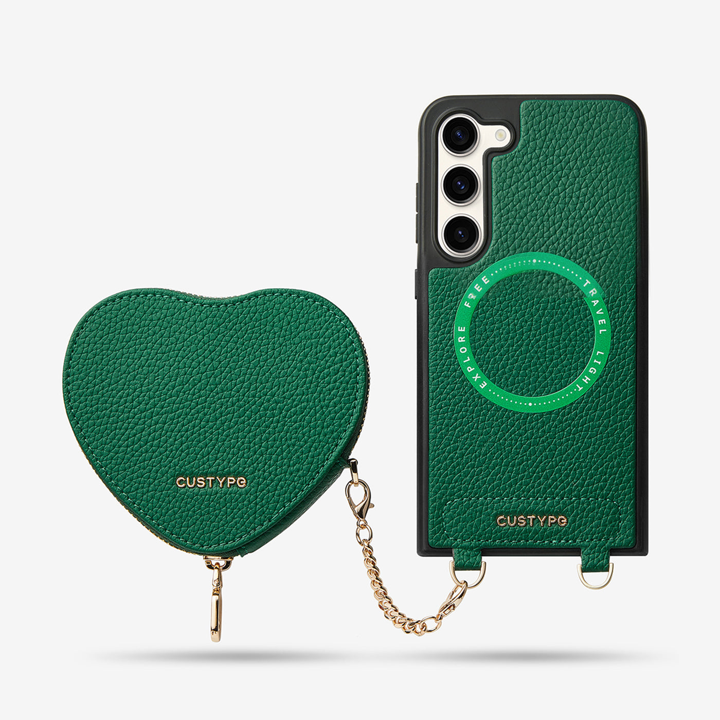 Heart Design Kit- Samsung Galaxy Wireless Charging Phone Case With Detachable Pouch