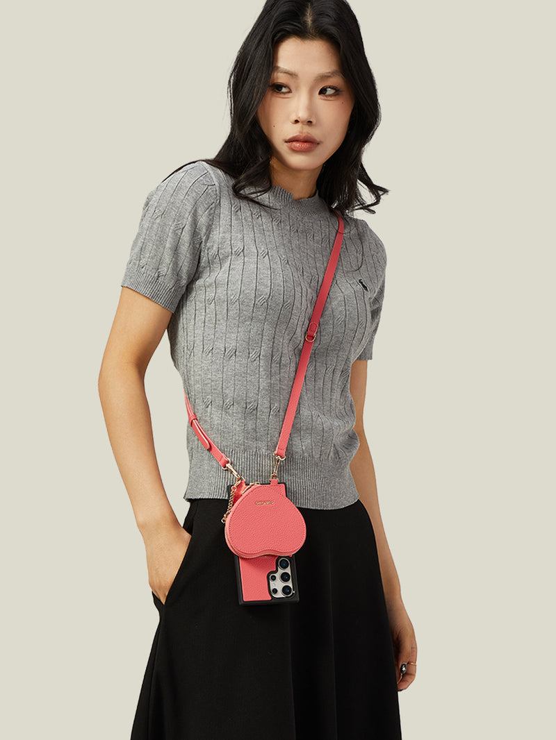 Heart Design Kit- Samsung Galaxy Detachable Wireless Charging Crossbody Wallet Phone Case Pouch Set-Mobile Phone Cases-DETACHABLE WALLET & WIRELESS CHARGING-Green-Samsung S25 Ultra-Custype