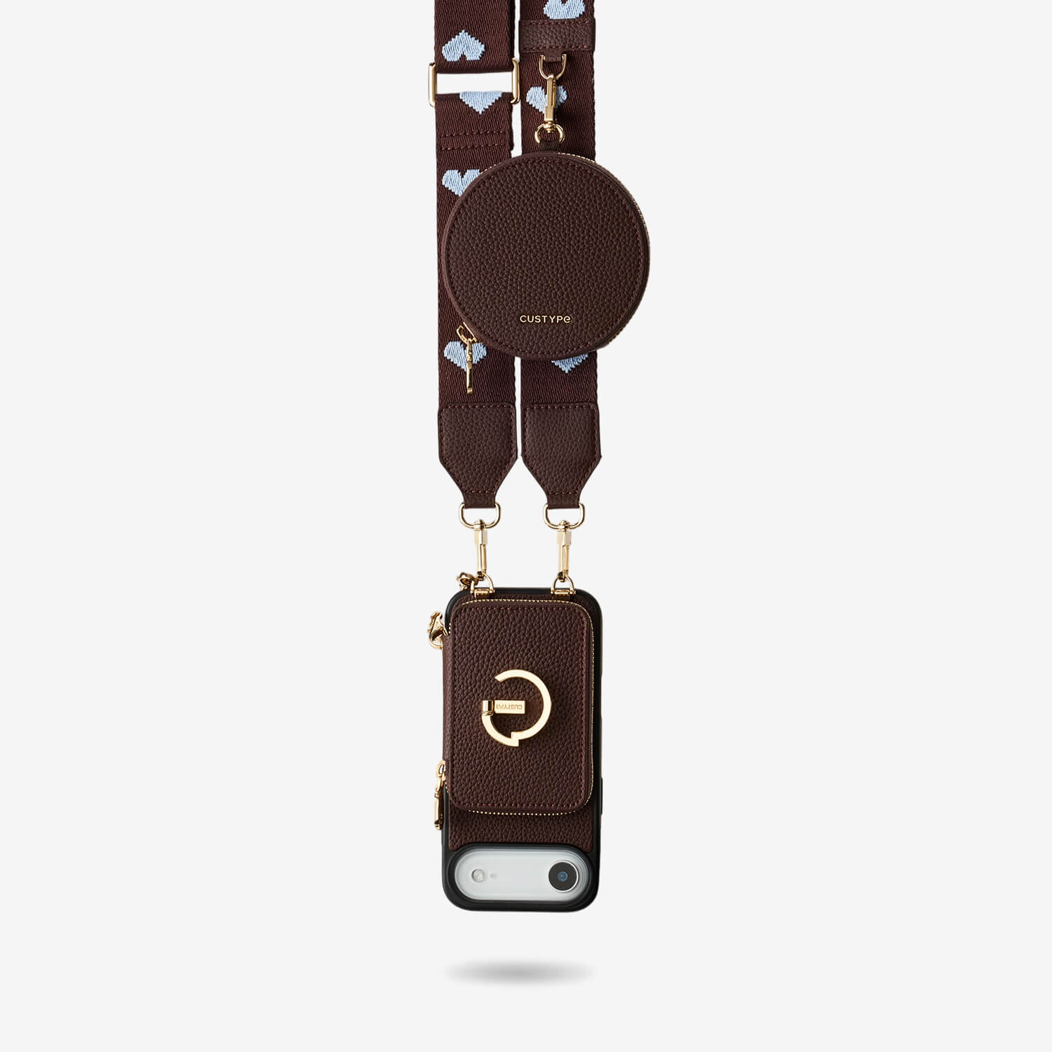 Brown iPhone 17 air case with a detachable strap for hands-free