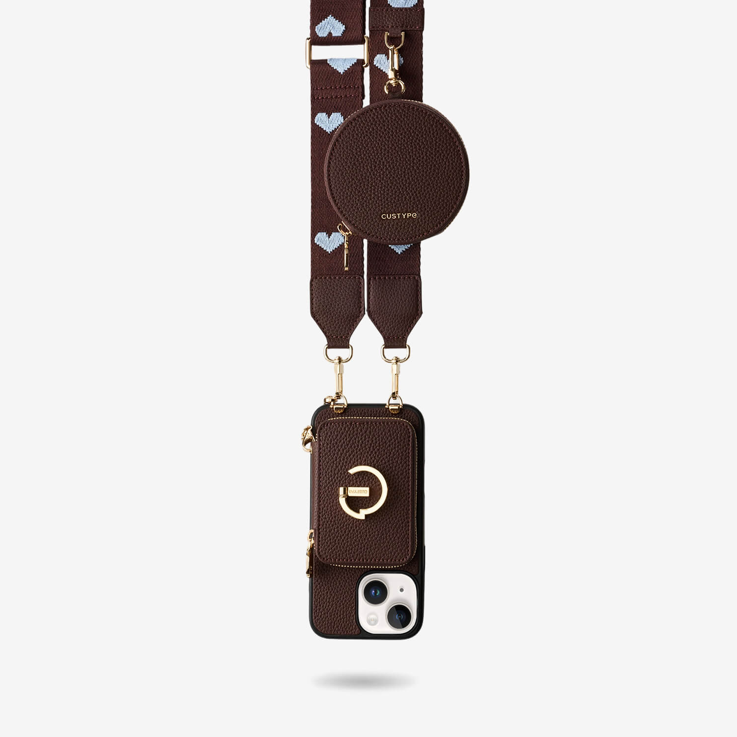 Original Design Set- Wireless Charging Webbing Crossbody Phone Case Round Pouch Set - iPhone 15 Plus
