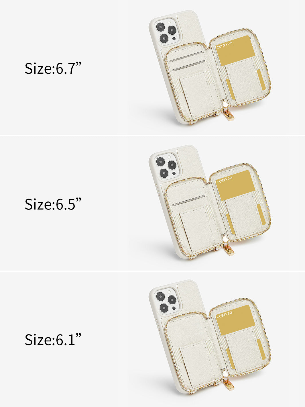 Custype wallet iphone case with kickstand in beige