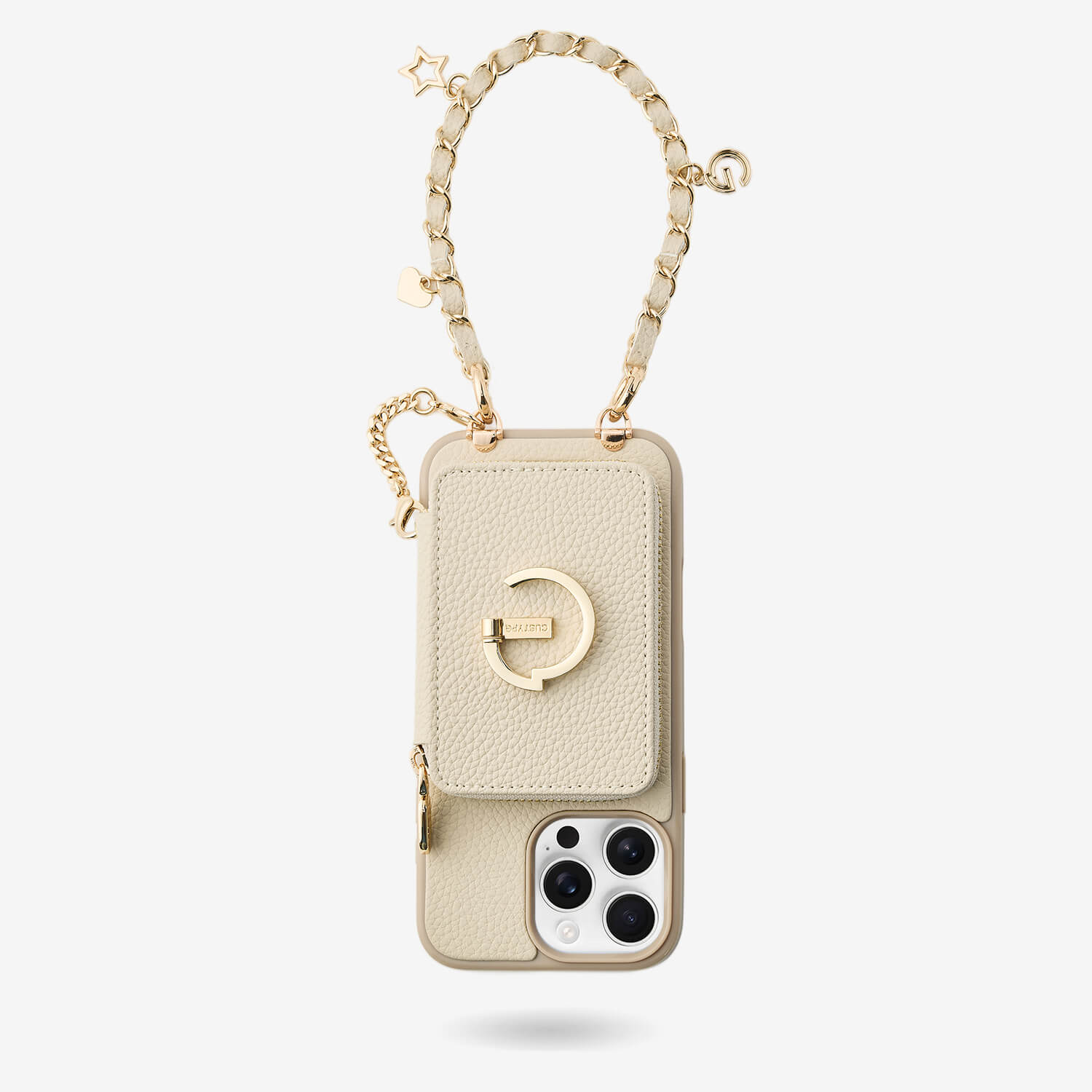 Beige wristlet phone case
