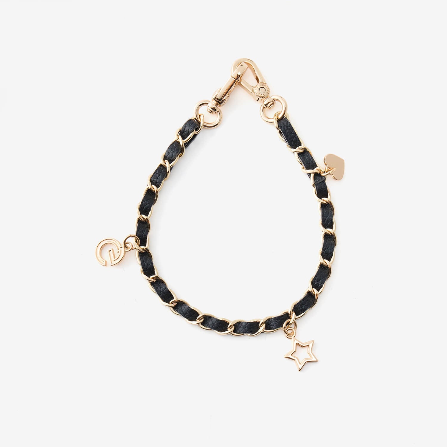Elegant Chain Leather Wrist Strap Black
