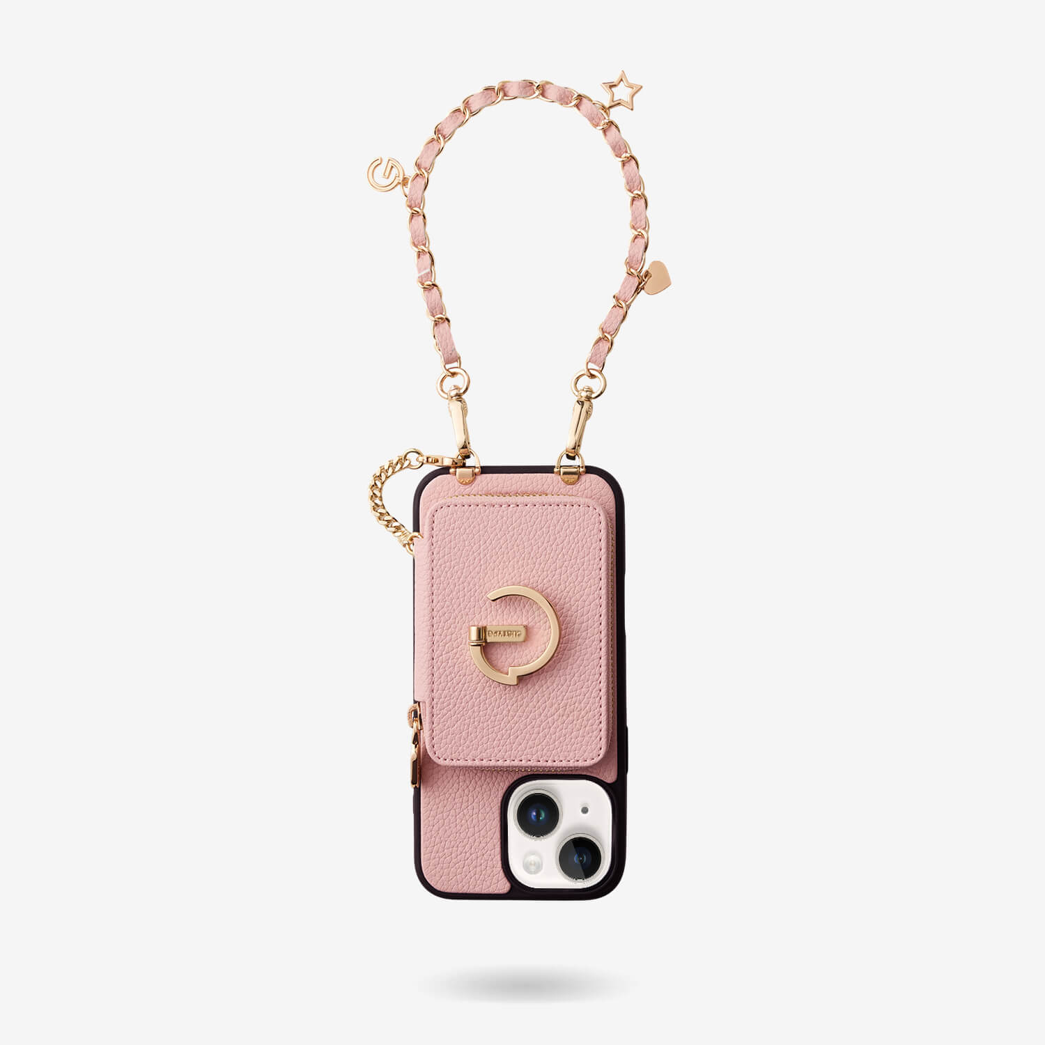 Allure Chain Series-  Protective Wireless Charging Wallet Phone Case with Wristlet - iPhone 15 Plus