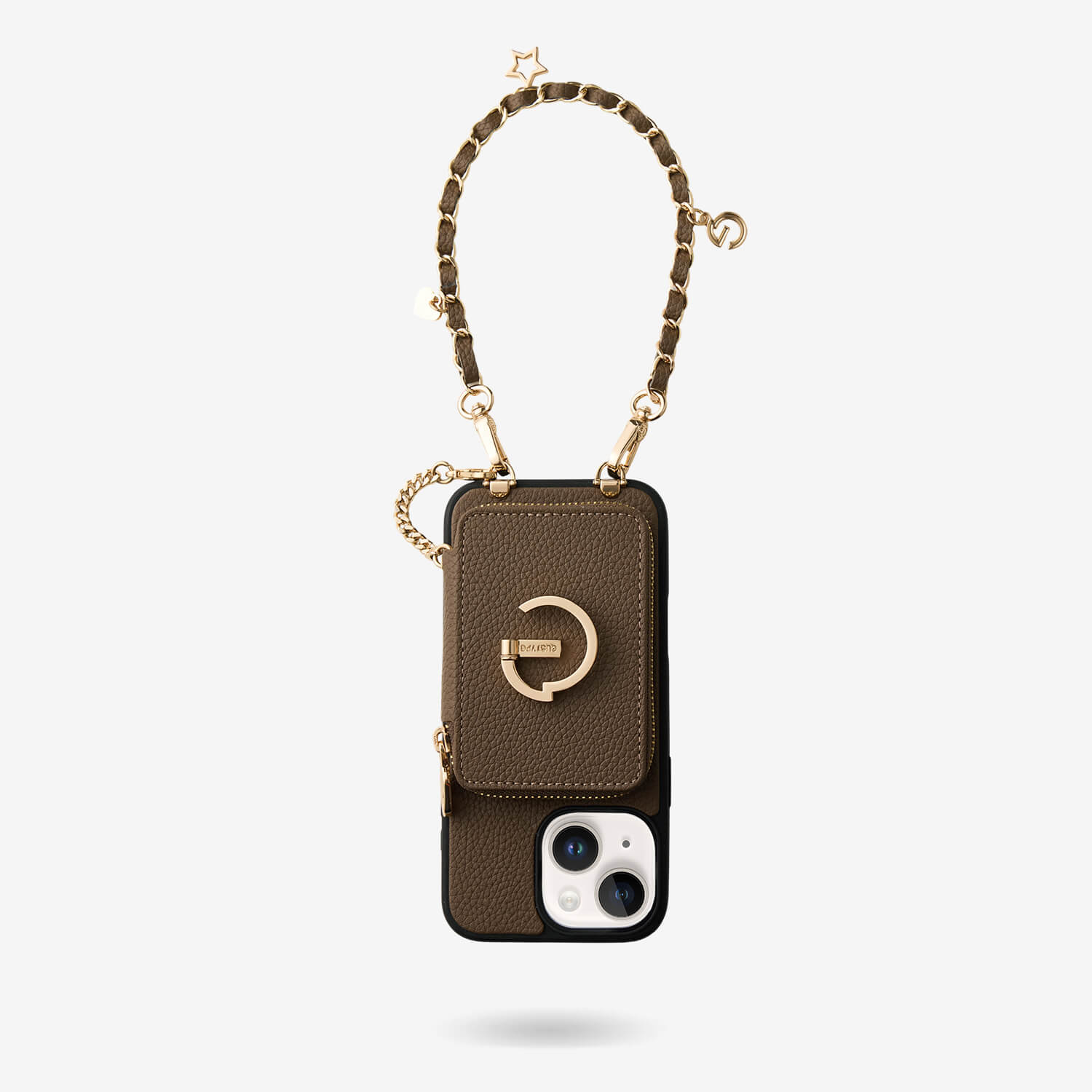 Allure Chain Series-  Protective Wireless Charging Wallet Phone Case with Wristlet - iPhone 15 Plus