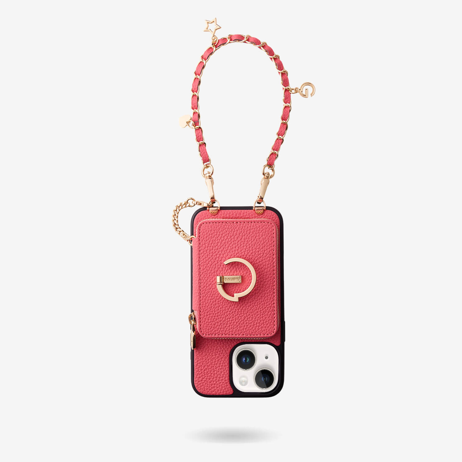 Pink mobile cover with wallet
