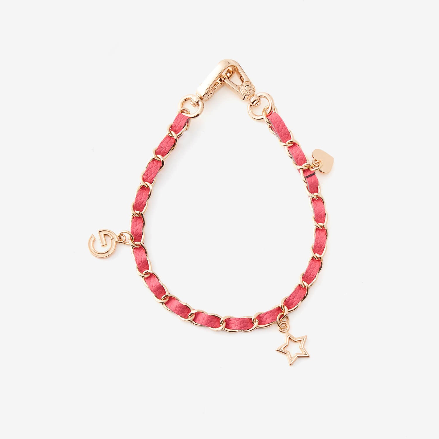 Elegant Chain Leather Wrist Strap Pink
