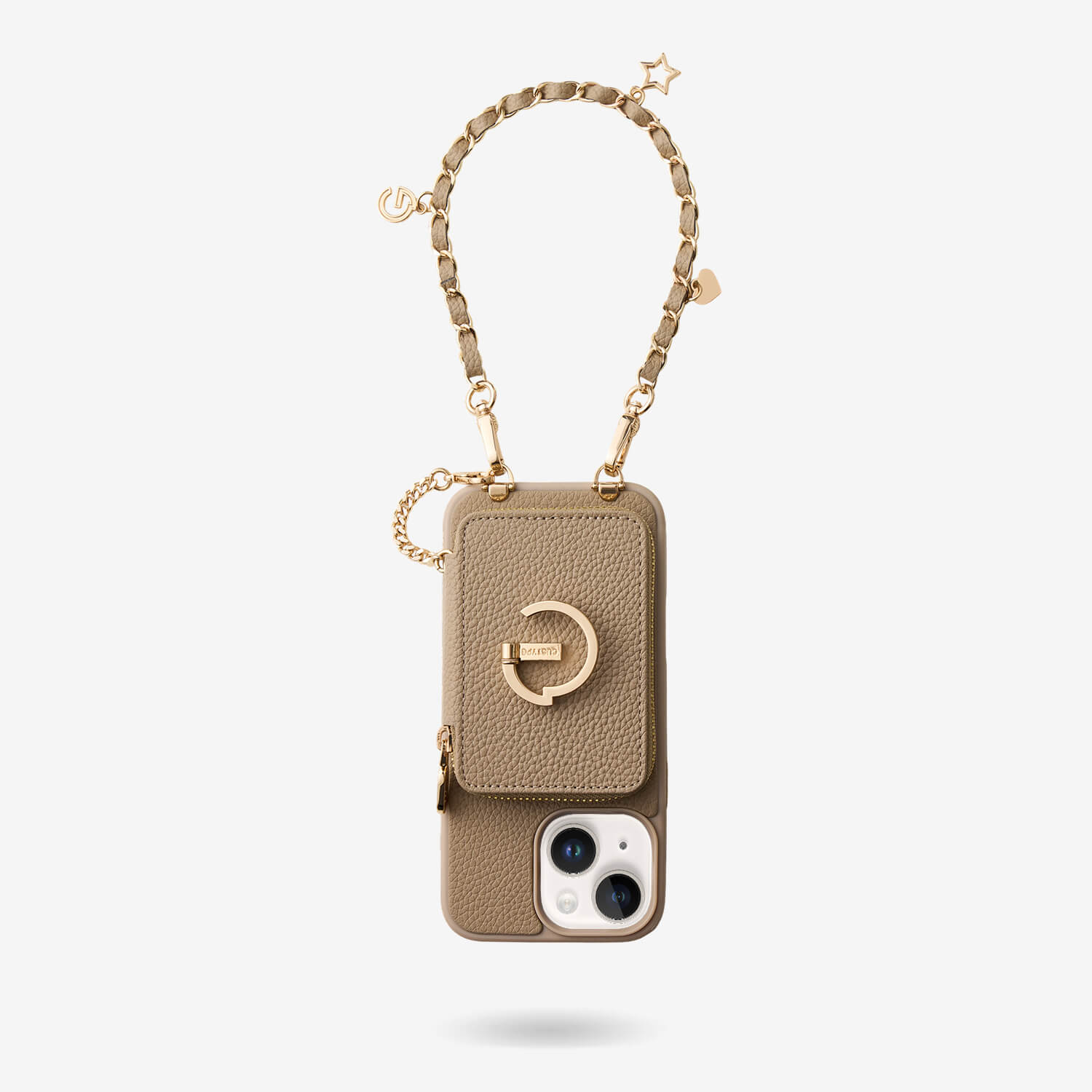Allure Chain Series-  Protective Wireless Charging Wallet Phone Case with Wristlet - iPhone 15