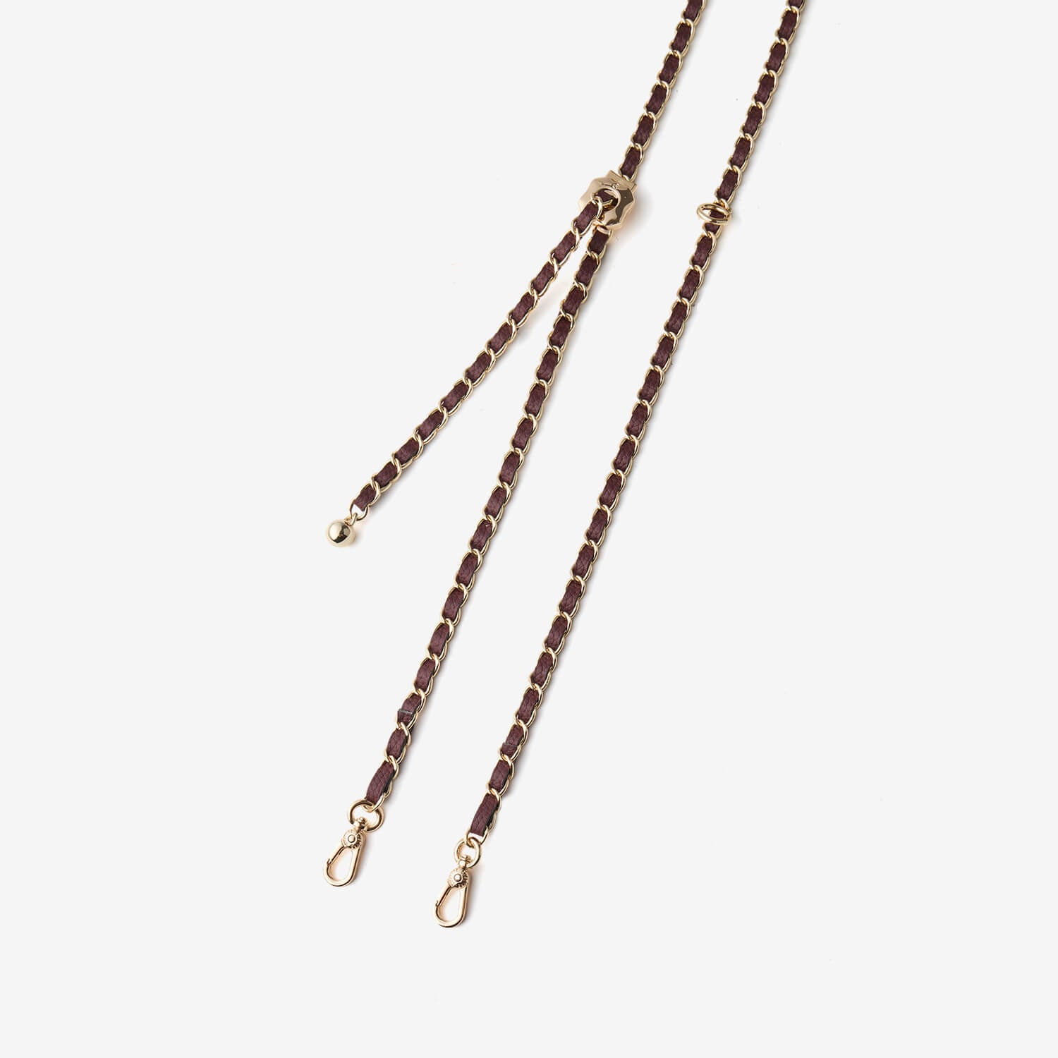 Elegant Adjustable Chain Leather Shoulder Strap- Lychee