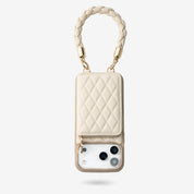 BraidTrend- Beige Wallet Phone Case with Detachable Rope Style Wrist Strap for iPhone Series-Mobile Phone Cases-WRISTBAND & PHONE POUCH