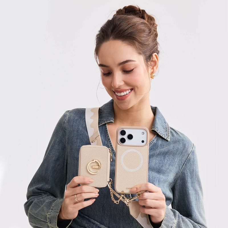 Original Design Set- Bicolor Webbing Crossbody Phone Case With Round Pouch Set-Mobile Phone Cases-Custype