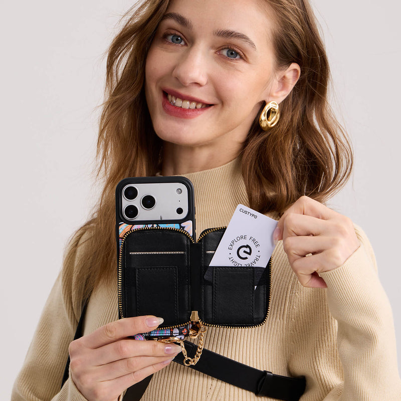 Josie- ボタニカルテーマ デザイナークロスボディスマホケース