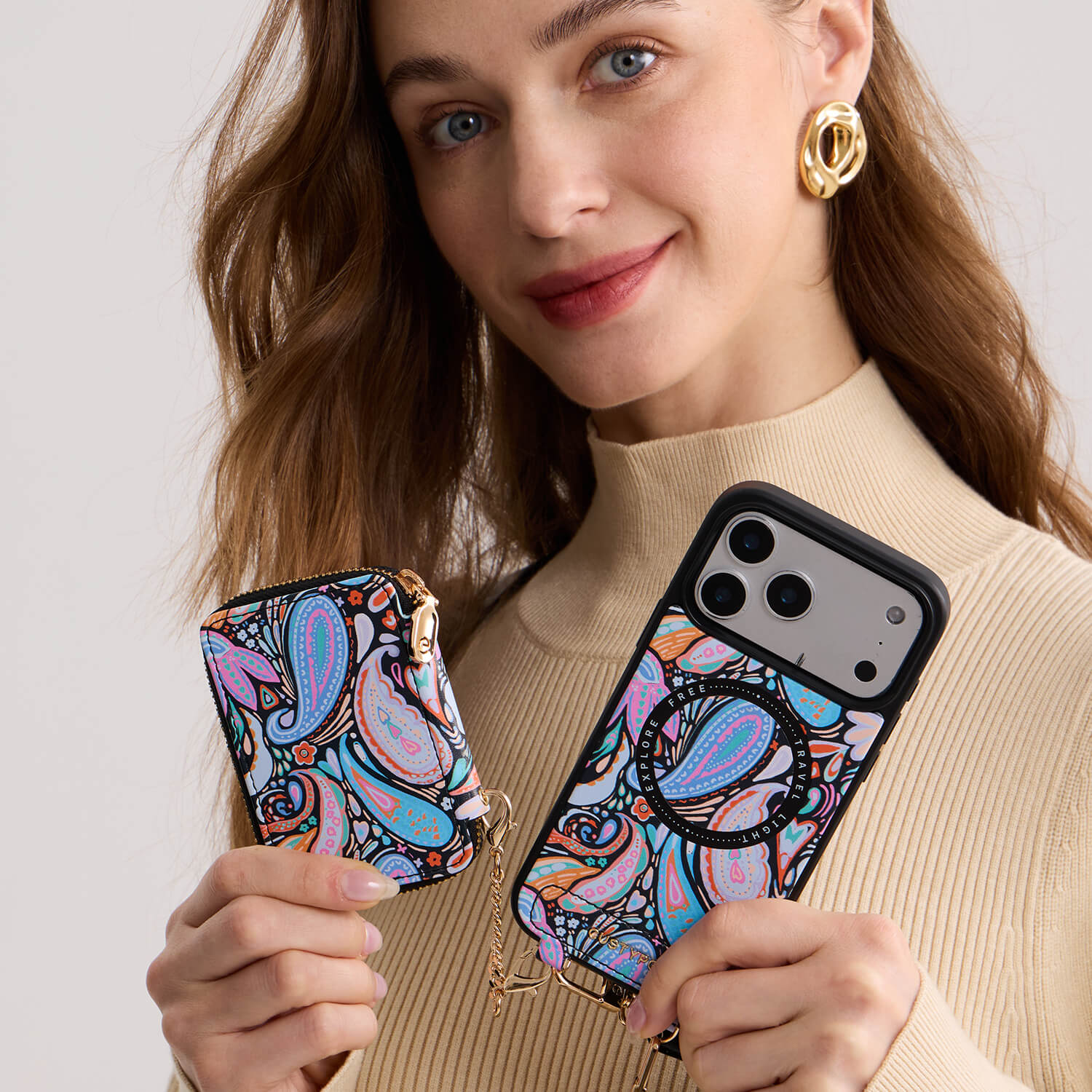 Botanical Theme Designer iPhone Case with Wallet & Detachable