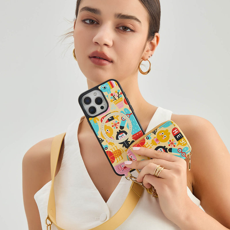 Linzie Hunter- Childhood Theme Magnetic Wallet Phone Case with Lanyard