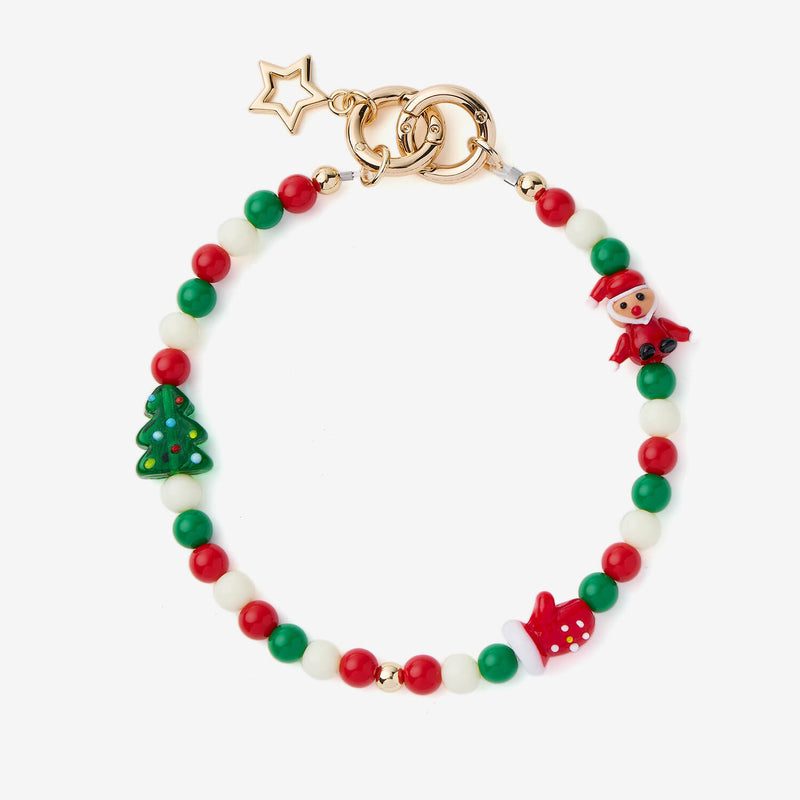Bracelet with Christmas-themed beads and charms