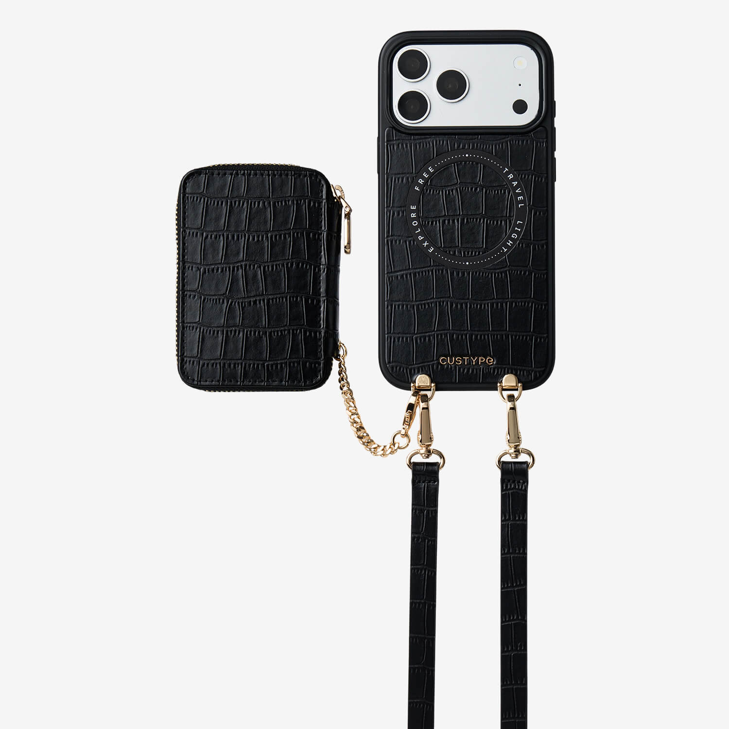 Crocodile Craft Set- Detachable Wireless Charging Crossbody Wallet Phone Case Set