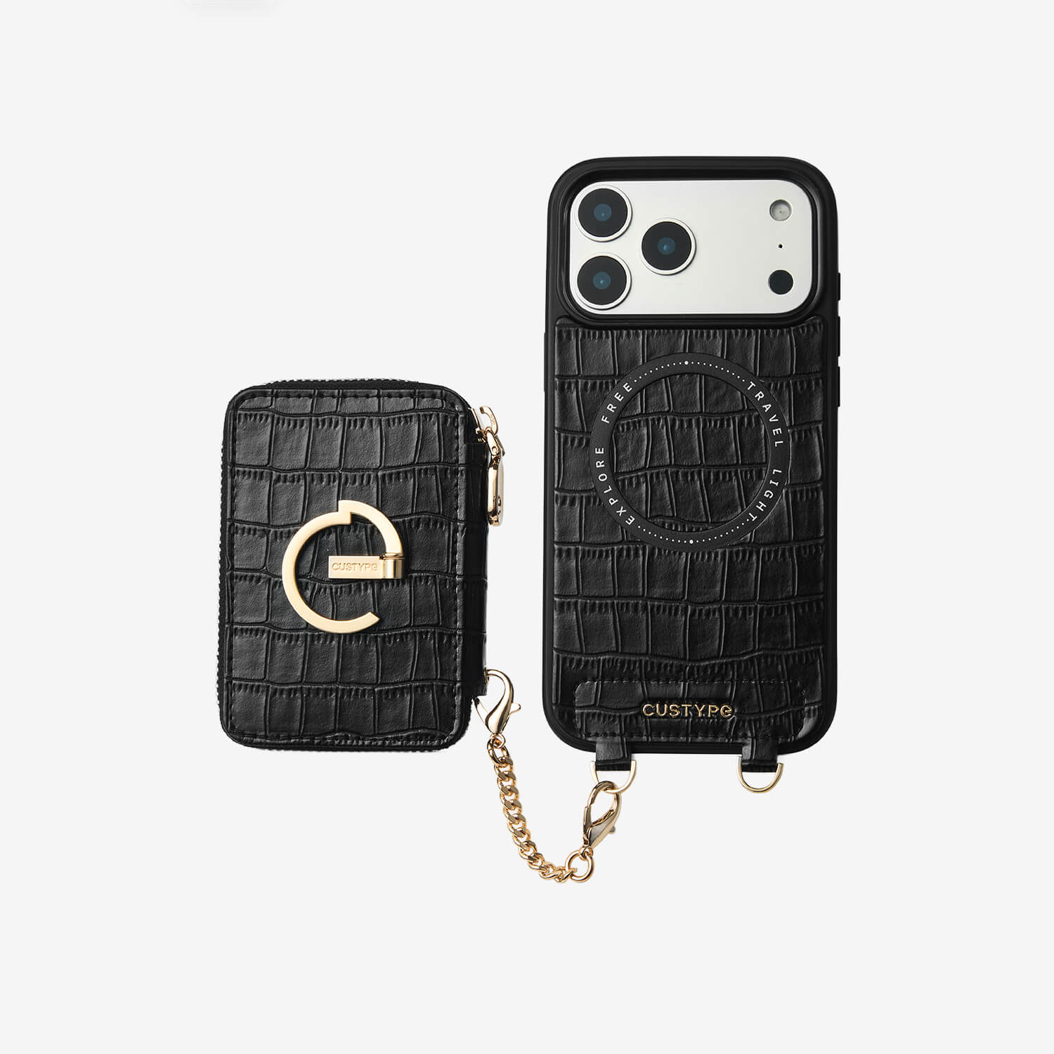 Crocodile Design Set- Detachable Wireless Charging E-stand Wallet Phone Case-Mobile Phone Cases-DETACHABLE WALLET & WIRELESS CHARGING
