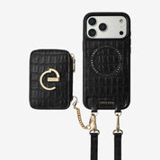 Crocodile Design Set- Detachable Wireless Charging Crossbody E-stand Wallet Phone Case Set-Mobile Phone Cases-DETACHABLE WALLET & WIRELESS CHARGING