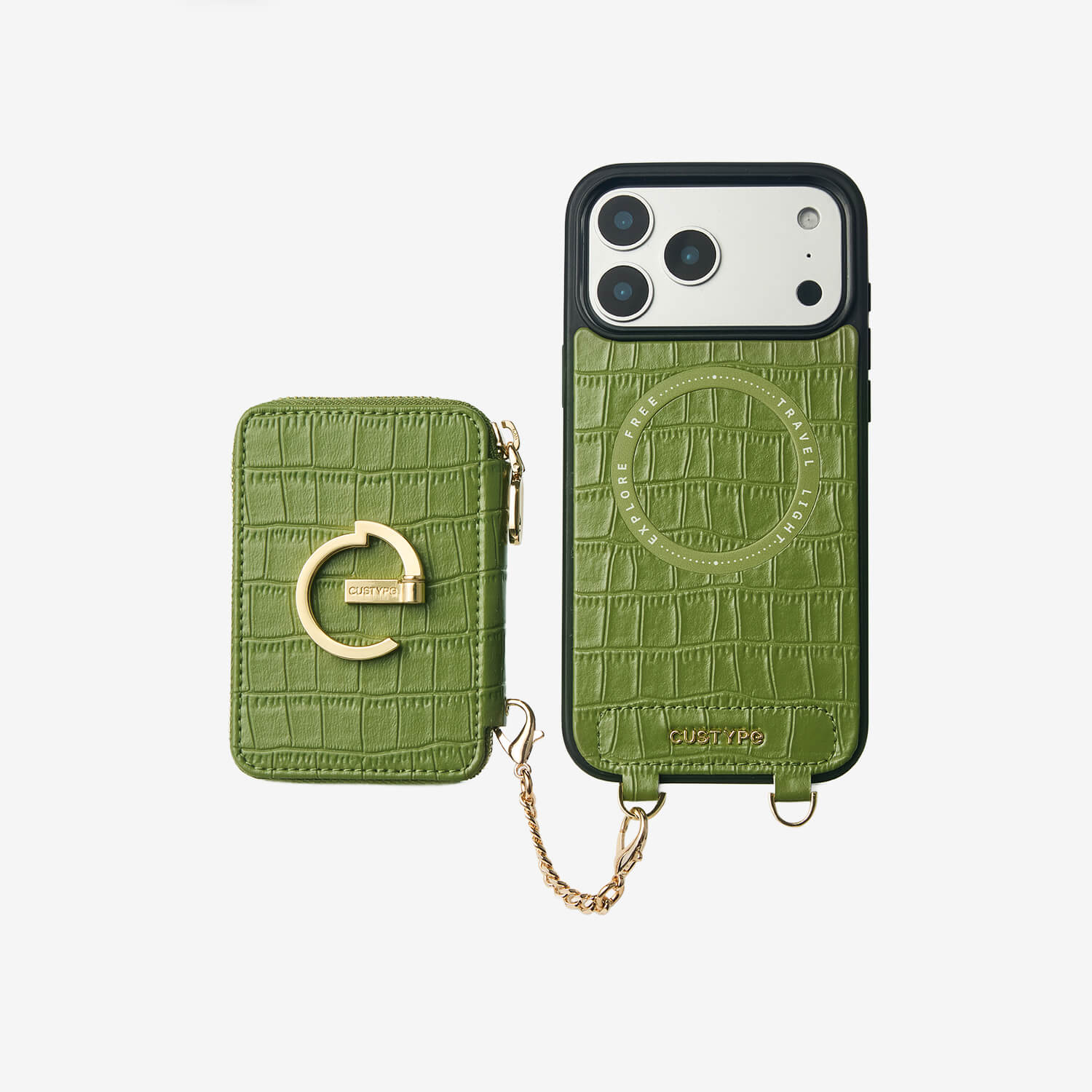 Crocodile Design Set- Detachable Wireless Charging E-stand Wallet Phone Case-Mobile Phone Cases-DETACHABLE WALLET & WIRELESS CHARGING