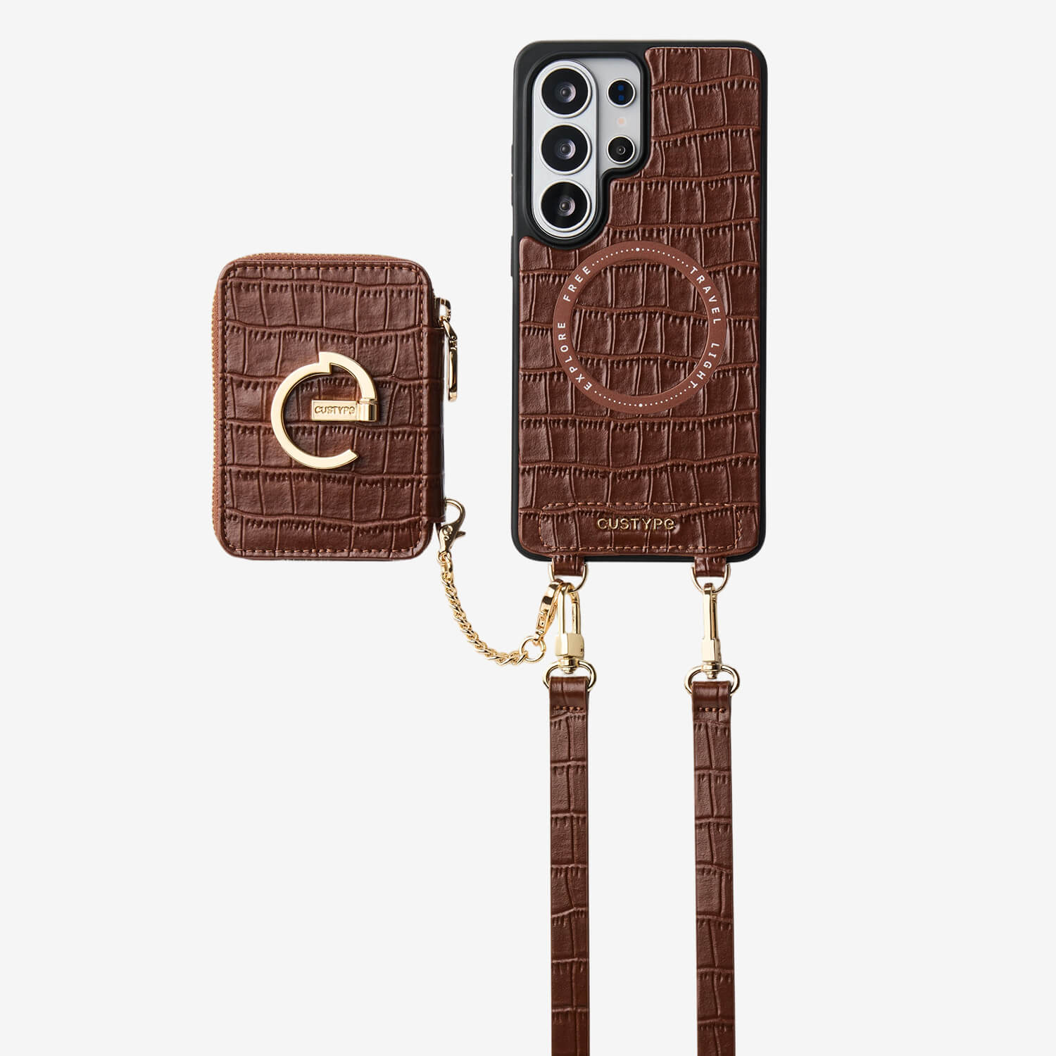 Crocodile Design Set- Samsung Galaxy Magnetic Grip Wallet Phone Case with Carrying Strap-Mobile Phone Cases-Custype