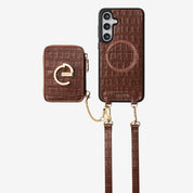 Crocodile Design Set- Samsung Galaxy Magnetic Grip Wallet Phone Case with Carrying Strap-Mobile Phone Cases-Custype