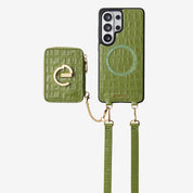 Crocodile Design Set- Samsung Galaxy Magnetic Grip Wallet Phone Case with Carrying Strap-Mobile Phone Cases-Custype