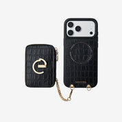 Crocodile Design Set- Detachable Wireless Charging E-stand Wallet Phone Case - iPhone 16 Plus