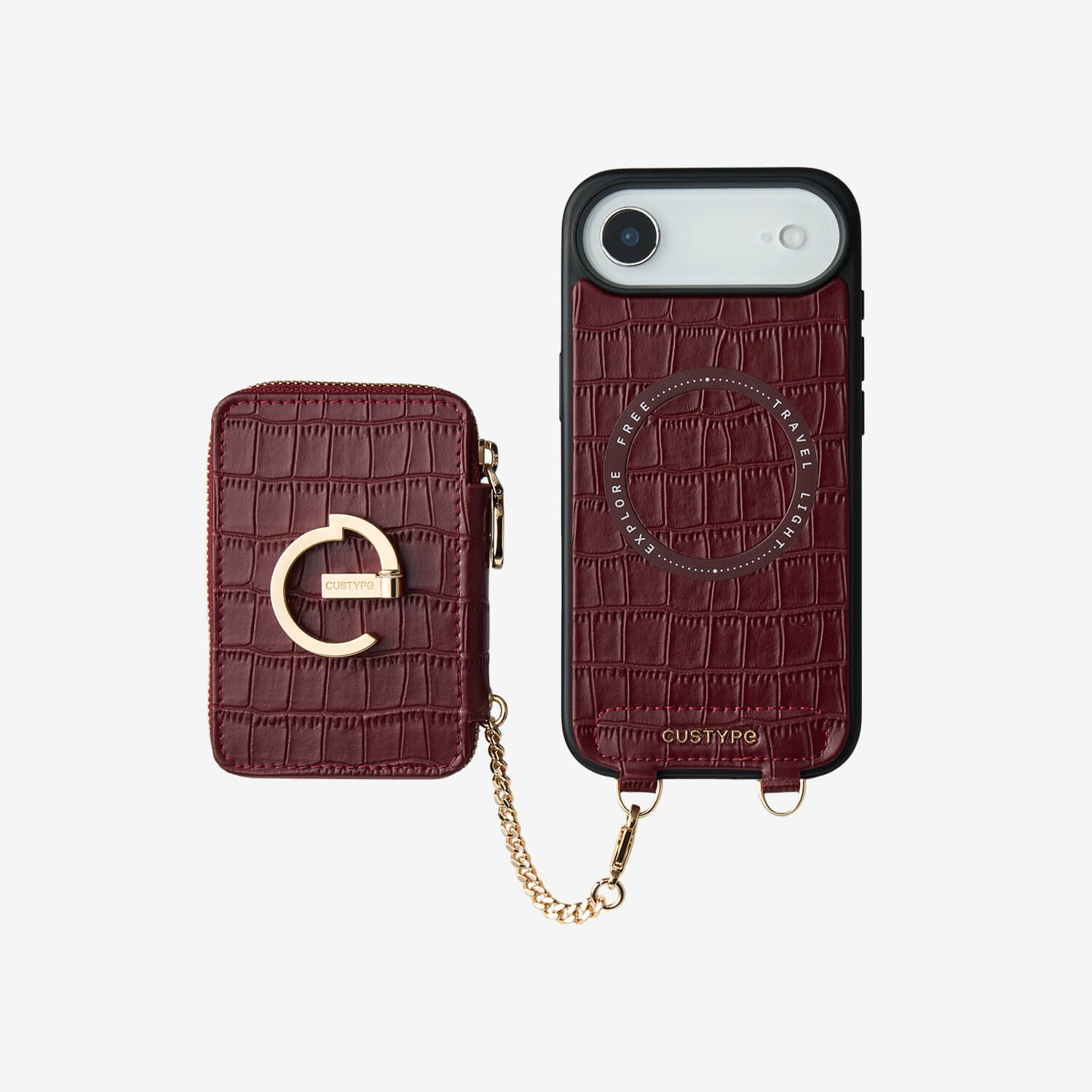 Crocodile Design Set- Detachable Wireless Charging E-stand Wallet Phone Case - iPhone 17 Air